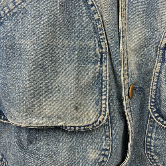 SOLD L.L. Bean Denim Barn Coat Farm Jacket Lined Men’s M Medium Worn In Work - Picture 5 of 16